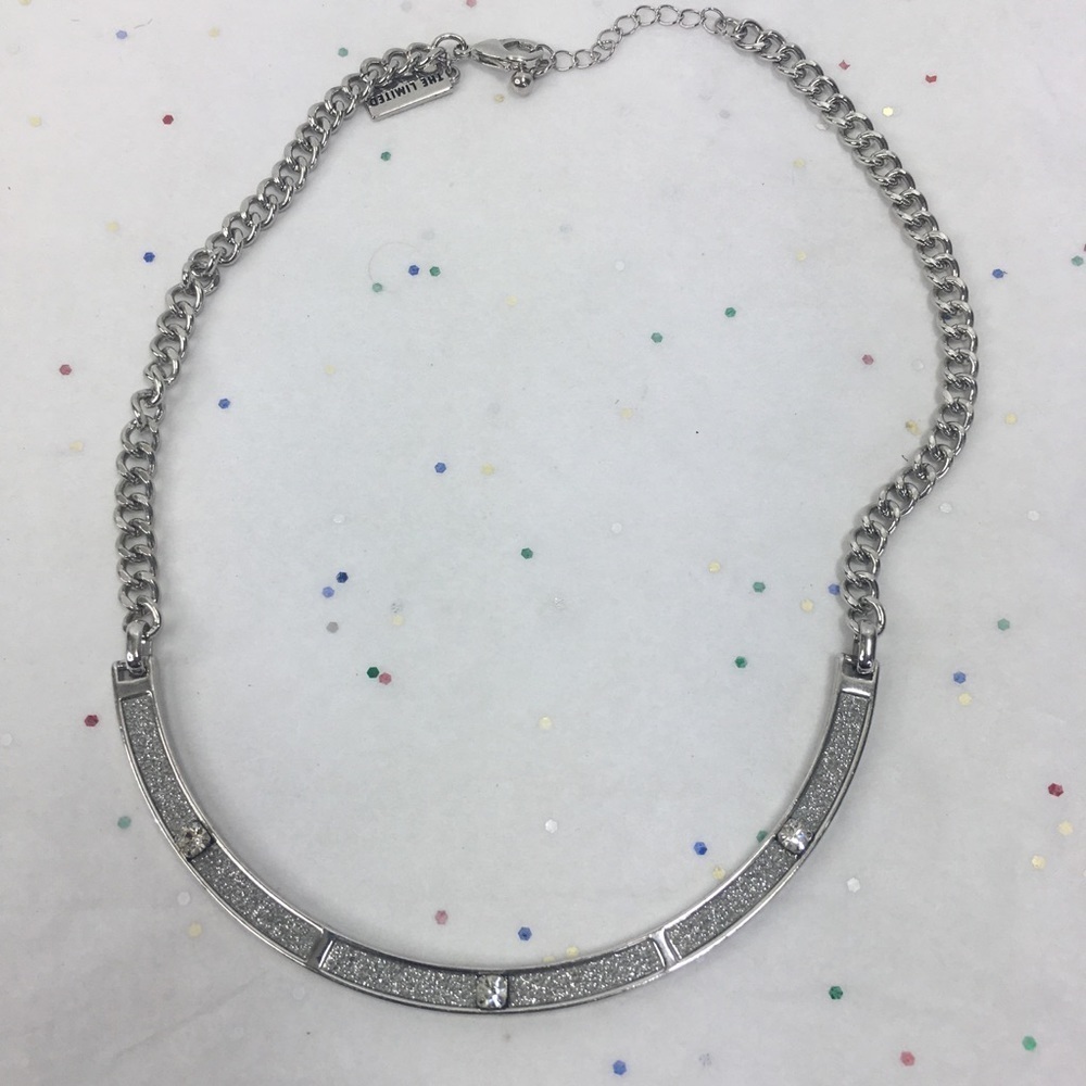 The limited cuff silver tone crystal necklace 18”